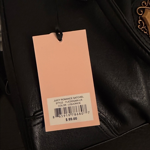 Juicy Couture Black Romance Satchel with Cream Bow - Picture 13 of 13